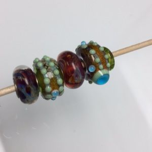 Set of 5 lampwork glass beads fits troll beads